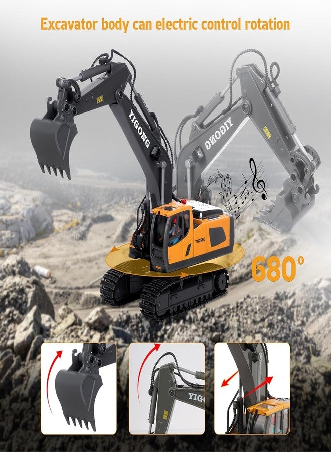 JOYJAY RC Excavator 11 Channel RC Excavator Alloy Engineering Truck Vehicle Bulldozer Model Toy Truck Metal Shovel, 1/20 Remote Control Construction Vehicles 2.4Ghz boy Toy Gift for Kids and Adults - Image 2